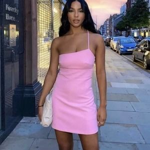 ZARA Blogger Favorite Pink Asymmetric Dress